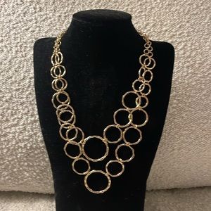 Macys Vintage Goldtone Circles Rings Multi-Strand Bib Statement Necklace w/tags